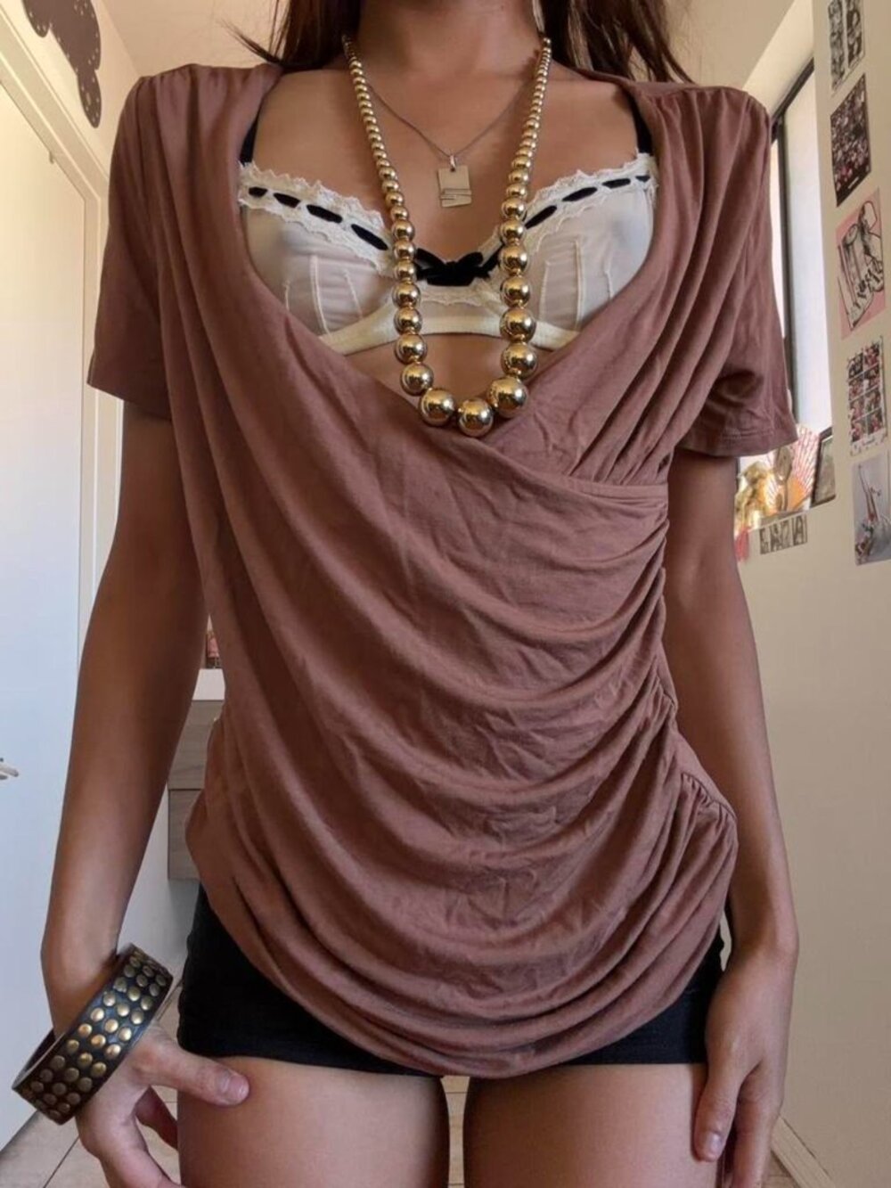 THE CLAY DRAPED COWL TOP